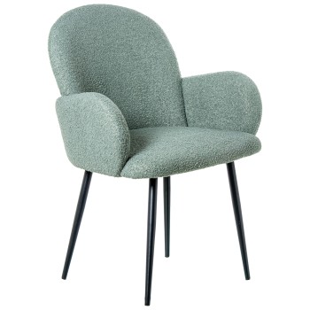 Green Polyester Chair W/black Metal Legs_66x64x89cm