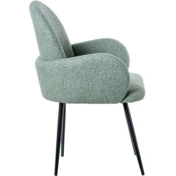 Cadeira Em Poliéster Verde Pernas Metal Preto _66x64x89cm