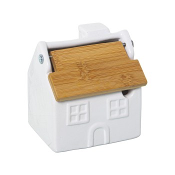 Azucarero Cerámica Blanco C/tapa Madera Bambú 10x8x11cm