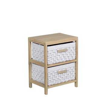 Cajonera Madera C/2 Cajones Tela, Madera Paulownia 40x30x52cm Cajones:36x28x19cm