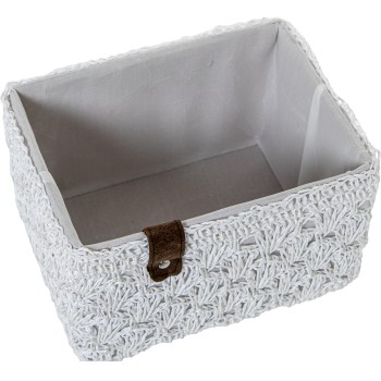 Set 3 Cestas Almacenamiento Tela Blanca 31x25x19+28x21x17+23x17x15cm