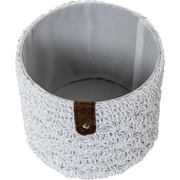 Set 3 Cestas Almacenamiento Tela Blanca Ø23x18+ø19x16+ø14x13cm
