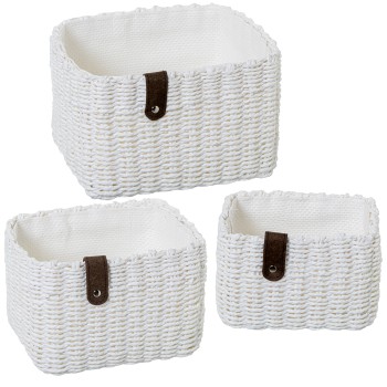 Set 3 Cestos De Arrumação Em Tecido 31x25x19+28x21x17+23x17x15cm