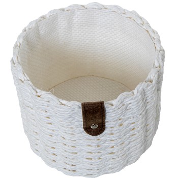 Set 3 Cestos De Arrumação Em Tecido Branco Ø23x18+ø19x16+ø14x13cm