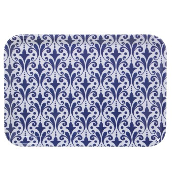 Bandeja Melamina Dec. Arabesco Azul 45x31x2cm Int:40x26cm