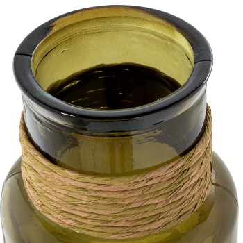 Brown Glass Vase W/rope Ø15x45cm