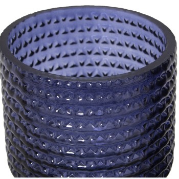 Jarrón Cristal Azul Ø10x25cm