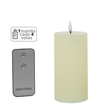Bougie De Cire Led De Couleur Ivoire (1 Contrôle Pour 4 Bougies)_ø7,5x15cm Piles:2xaa Non Incluses