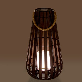 Candeeiro Solar De Mesa Em Ferro/pp+pe Com Vela Led Ø21x42cm, Tempo De Funcionamento: 6 Horas Após Uma Carga Completa