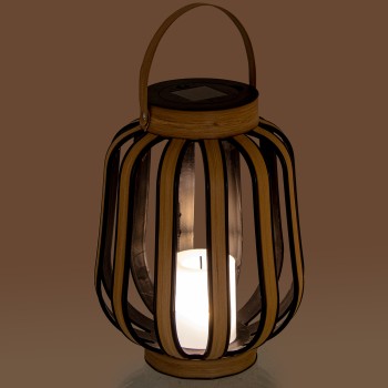 Lampada Solare Da Tavolo In Ferro+pp+pe Con Manico E Candela A Led Ø23x30(40)cm, Candela:ø8x10cm