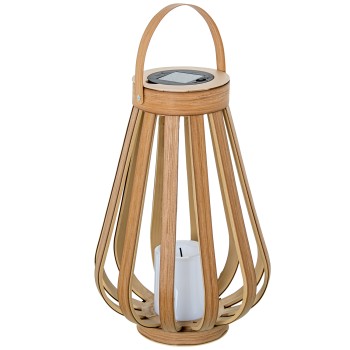 Lampada Solare Da Tavolo In Ferro+pp+pe Con Manico E Candela A Led Ø24x35(45)cm, Candela:ø8x10cm
