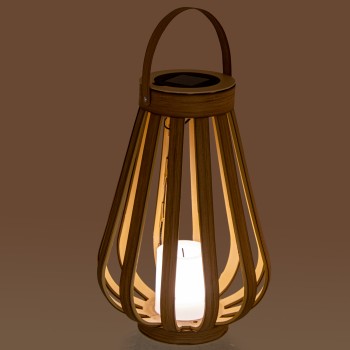 Lampada Solare Da Tavolo In Ferro+pp+pe Con Manico E Candela A Led Ø24x35(45)cm, Candela:ø8x10cm