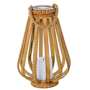 Solar Table Lamp W/handle, Iron+pp W/led Candle Ø24x35(45)cm