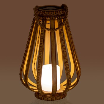 Solar Table Lamp W/handle, Iron+pp W/led Candle Ø24x35(45)cm
