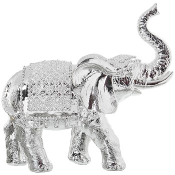 Figura Resina Elefante Plateado 22x9x21cm