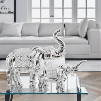 Figura Resina Elefante Plateado 22x9x21cm