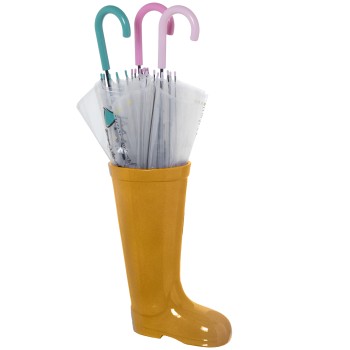 Suporte Para Guarda-chuva Bota De Cerâmica Amarelo 32x18x45cm