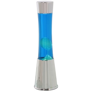 Lámpara Lava Metal Brillo Liquido Blanco/azul +bombilla Repu Ø11x39cm Cable Negro:150cm