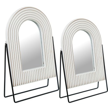 Set 2 Espejos Sobremesa Madera 21x8x34+19x7x29cm