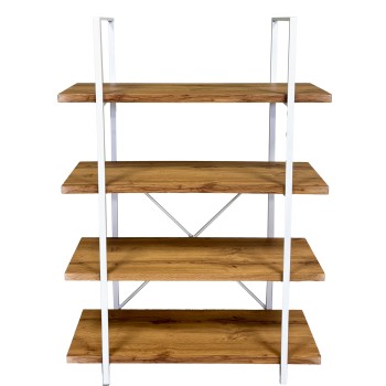 Wooden Metal White Shelf W/ 4 Shelves