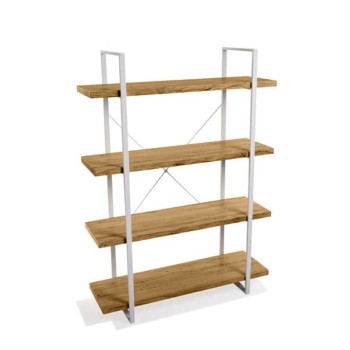 Wooden Metal White Shelf W/ 4 Shelves