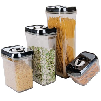 Pote De Cozinha Acrílico Tampa Preta 2300ml