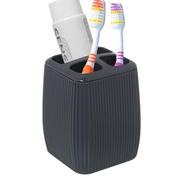 Grey Acrylic Toothbrush Holder 7x7x9,5cm