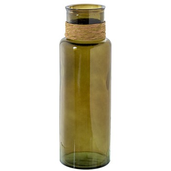 Jarrón Vidrio Reciclado 45cm Marrón C/enea Ø15x45cm