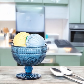 Coppe Gelato In Vetro - Azzurro _ø10,5x10cm, Apto Lavavajillas