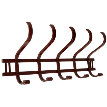 Walnut Color Wooden Wall Coat Rack With 5 Arms- _72x21x30cm,madera:abedul/álam