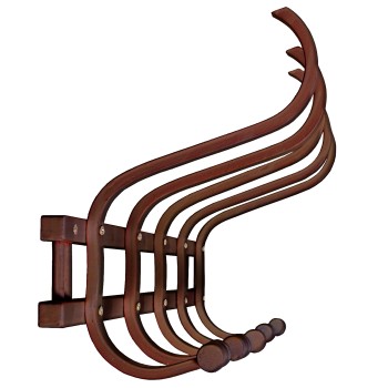 Walnut Color Wooden Wall Coat Rack With 5 Arms- _72x21x30cm,madera:abedul/álam