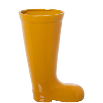 Suporte Para Guarda-chuva Bota De Cerâmica Amarelo 32x18x45cm