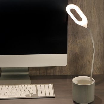 Usb Recheargable Table Lamp 10x10x41cm White Colour, Abs+sililicone