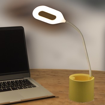 Usb Recheargable Table Lamp, Yellow Colour, 10x10x41cm Abs+silicone