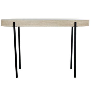 Console In Legno Naturale Con Gambe In Metallo Nero 120x38x75cm
