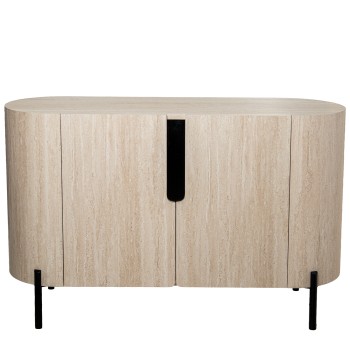 Console In Legno Naturale Con Gambe In Metallo Nero 120x40x75cm