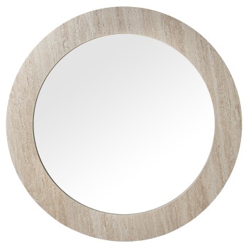 Specchio Da Parete Con Cornice In Legno Ø80x2cm