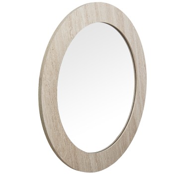 Specchio Da Parete Con Cornice In Legno Ø80x2cm