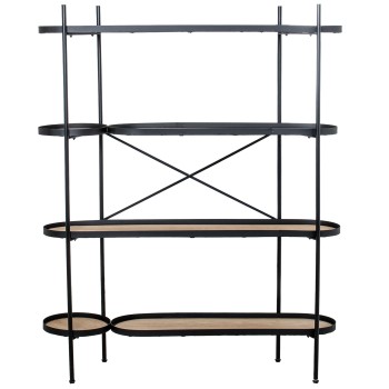 Estanteria 4 Baldas Madera Metal Negro 110x29x136cm