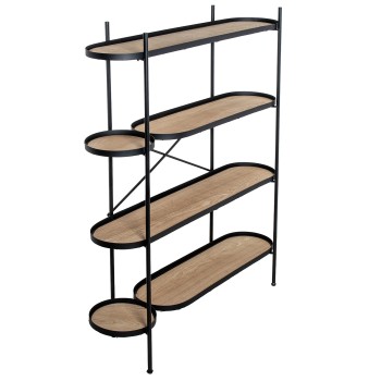 Estanteria 4 Baldas Madera Metal Negro 110x29x136cm