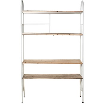 Estantería 4 Baldas Madera Metal Blanco 100x30x170cm