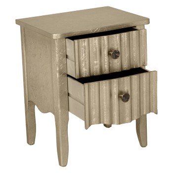 Mesa De Noche 2 Cajones Madera Champagne 48x38x60cm