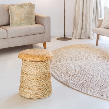 Taburete Ratán Asiento Acolchado Ø37x45cm